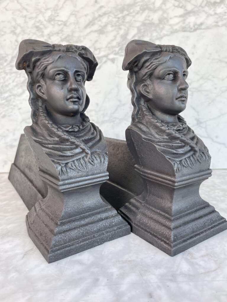 Set of Cast-Iron Antique Andirons