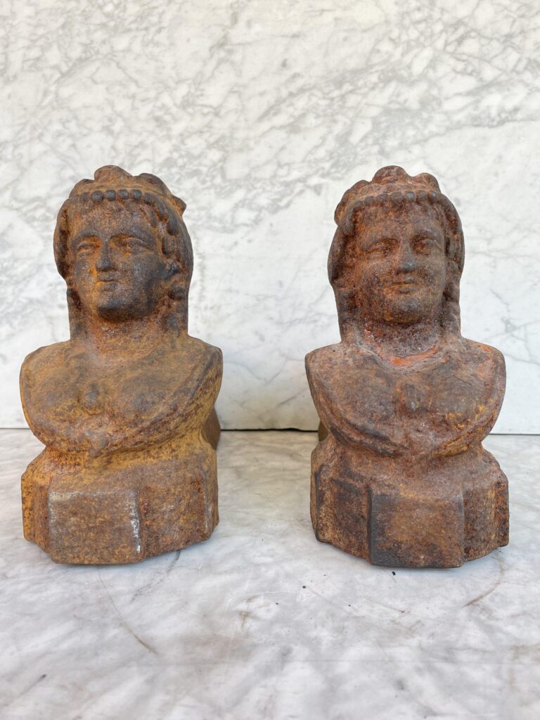 Set of Antique French Cast-Iron Andirons