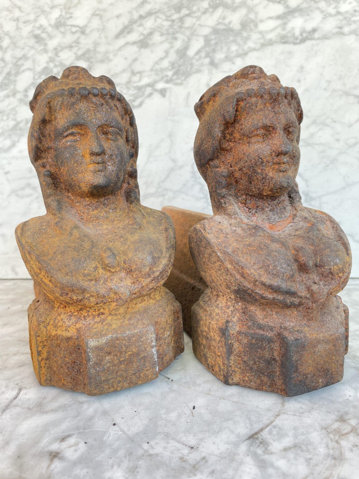 Set of Antique French Cast-Iron Andirons — detail 2