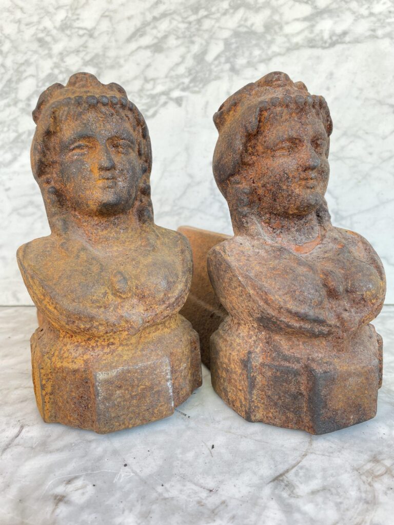 Set of Antique French Cast-Iron Andirons — detail 2