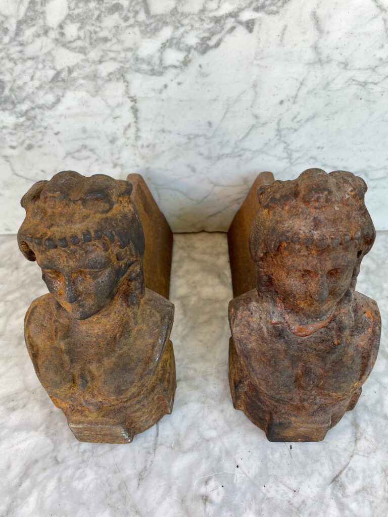 Set of Antique French Cast-Iron Andirons