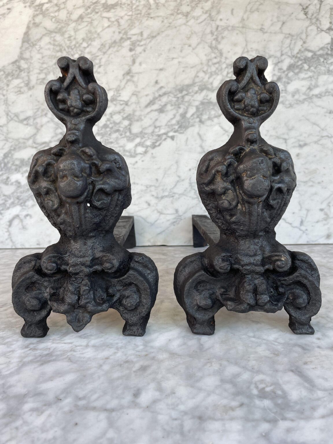 Set of Antique Cast-Iron Andirons