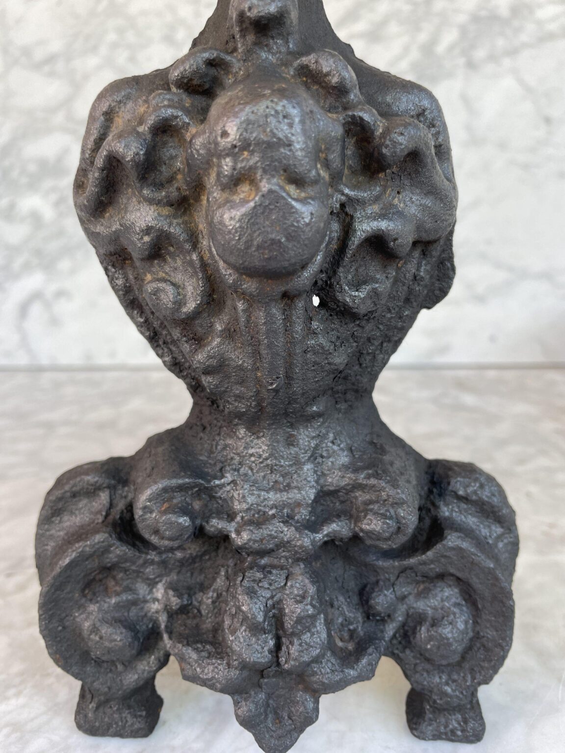 Set of Antique Cast-Iron Andirons — detail 1