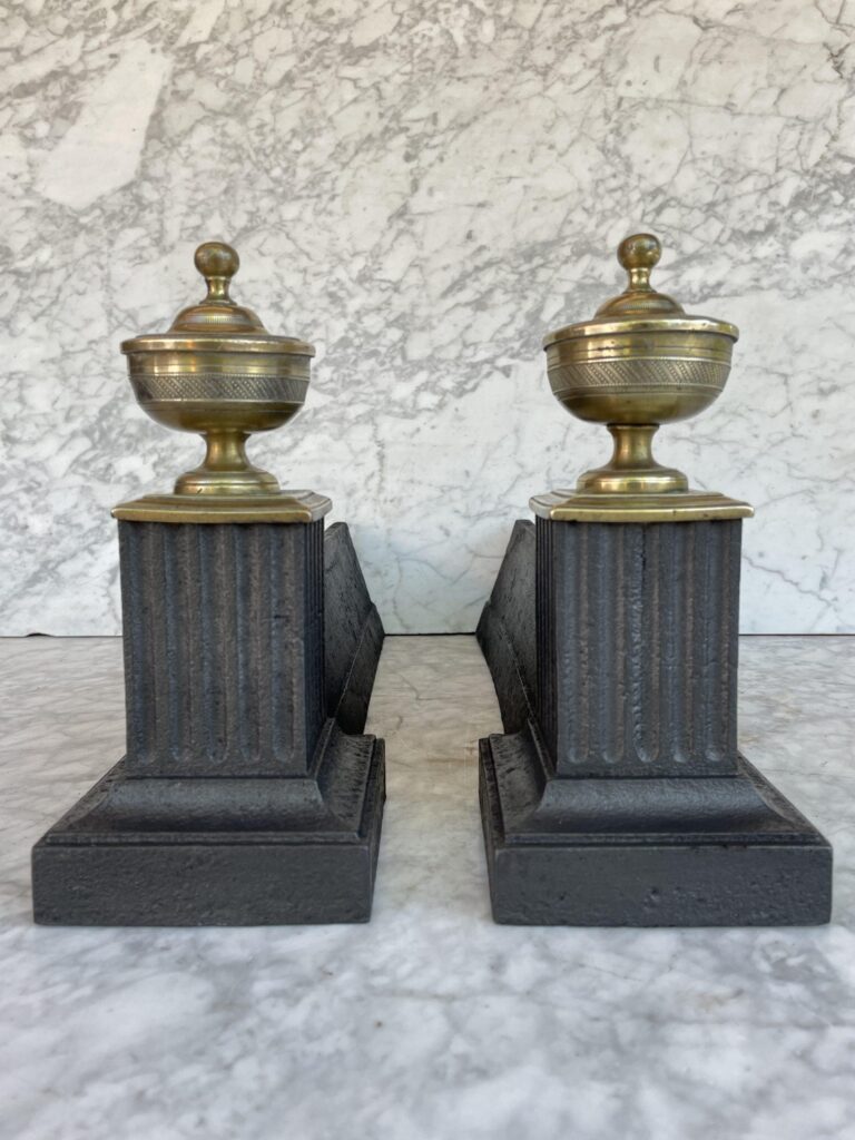 Beautiful Set of Antique French Brass Andirons