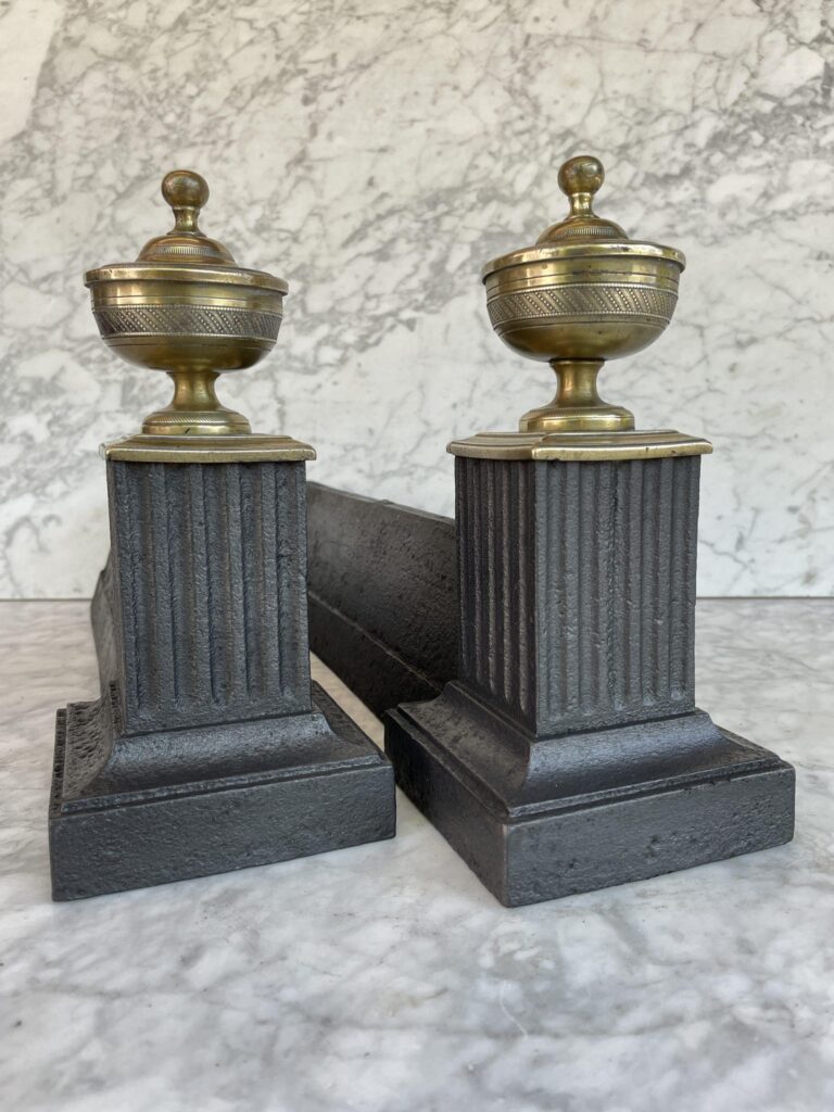 Beautiful Set of Antique French Brass Andirons