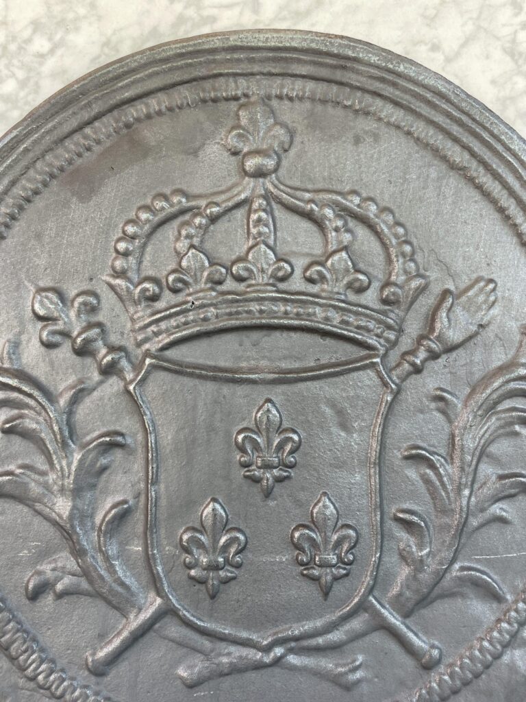 Antique Cast-Iron Fireback with Royal Coat of Arms