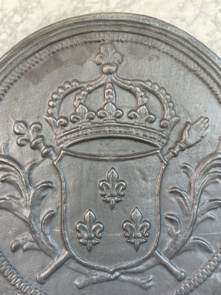 Antique Cast-Iron Fireback with Royal Coat of Arms