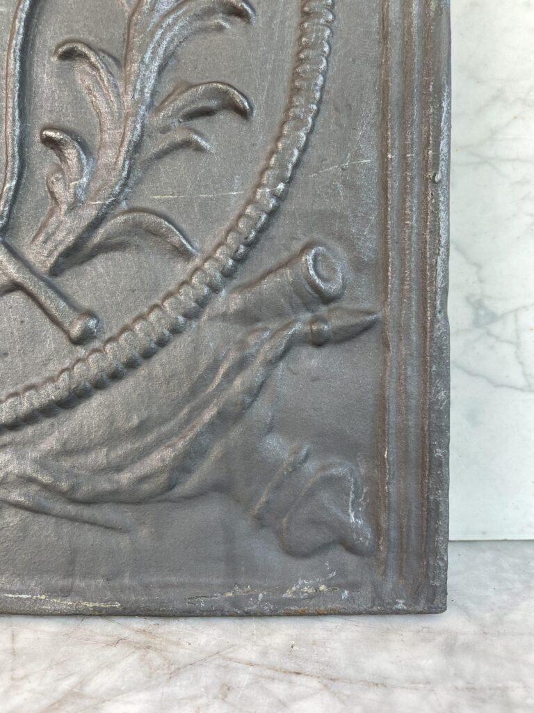 Antique Cast-Iron Fireback with Royal Coat of Arms