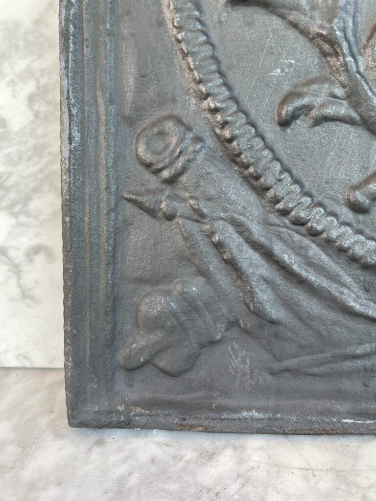 Antique Cast-Iron Fireback with Royal Coat of Arms