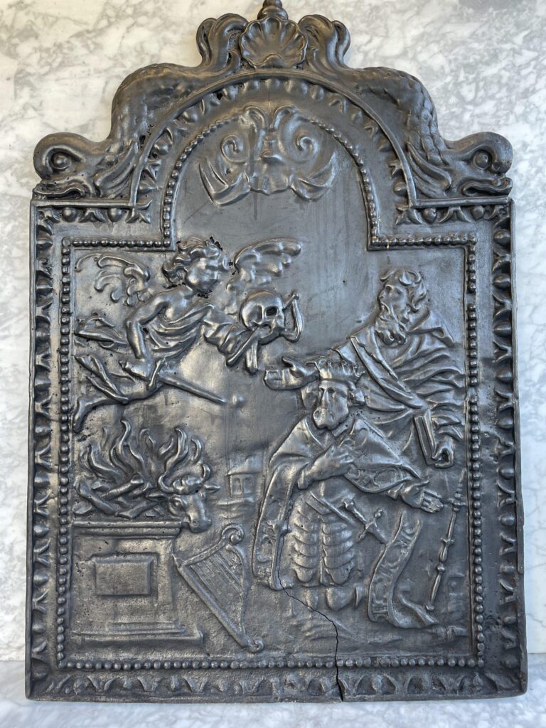 Antique Cast-Iron Fireback with Figurative Scene