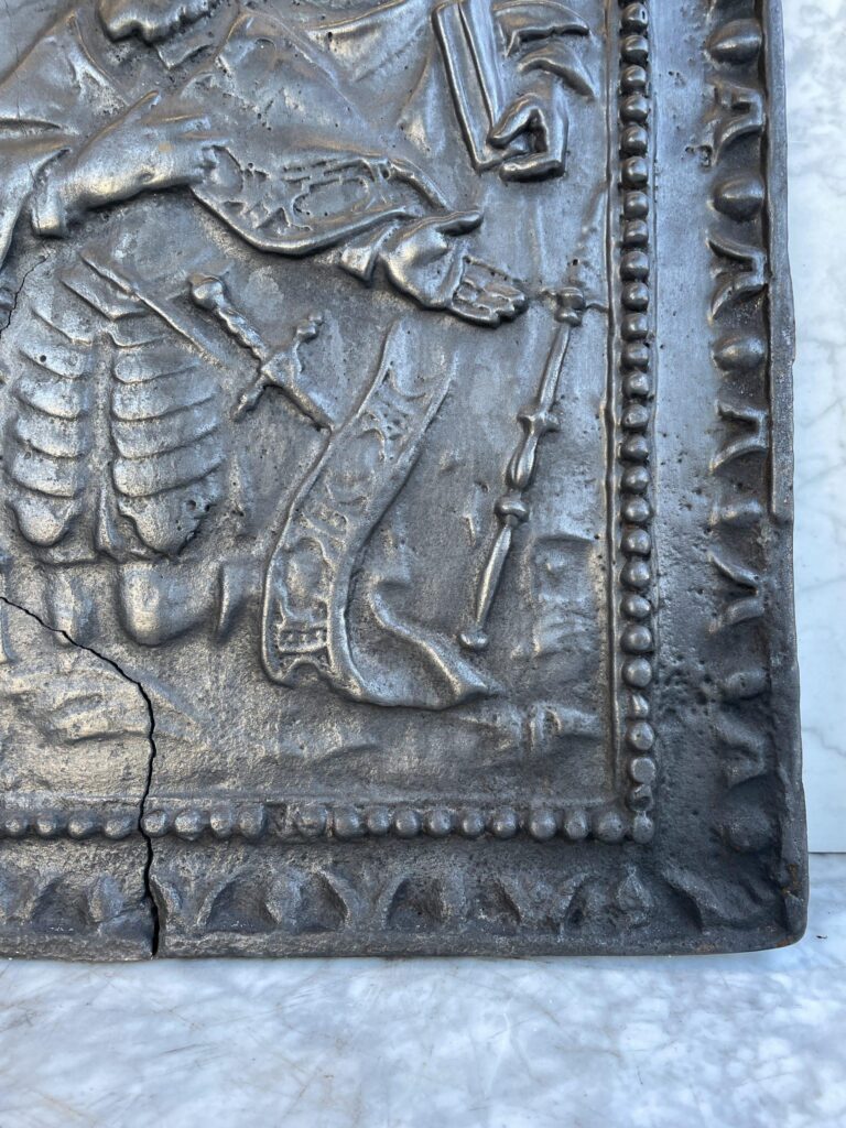 Antique Cast-Iron Fireback with Figurative Scene