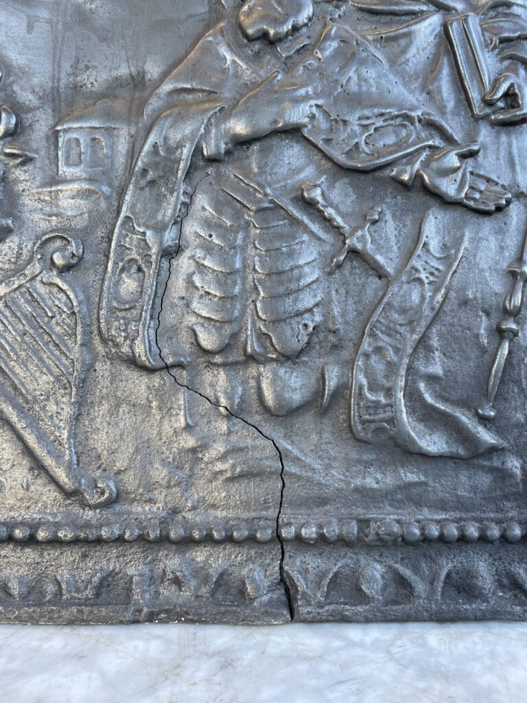 Antique Cast-Iron Fireback with Figurative Scene