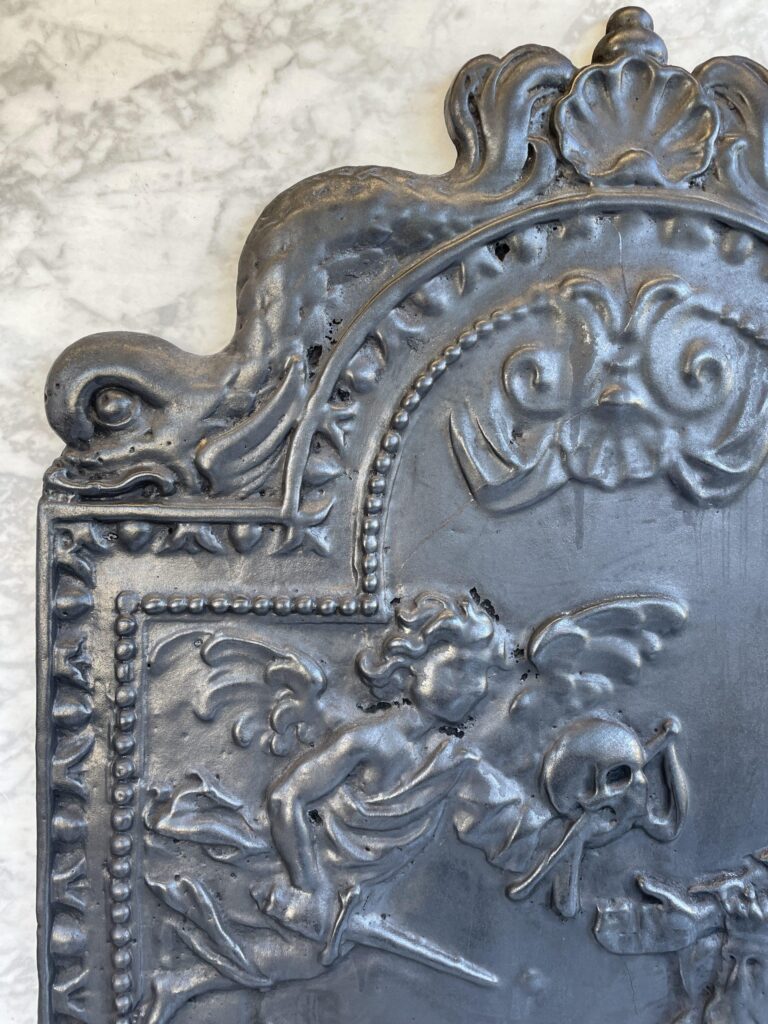 Antique Cast-Iron Fireback with Figurative Scene