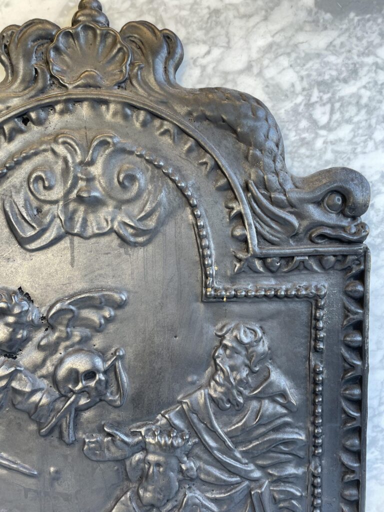 Antique Cast-Iron Fireback with Figurative Scene