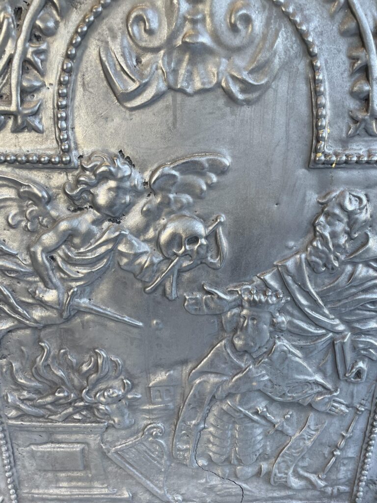 Antique Cast-Iron Fireback with Figurative Scene