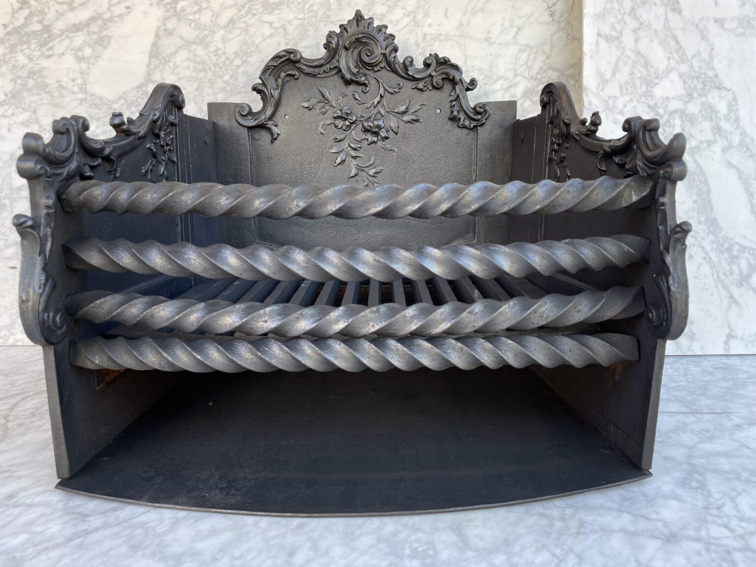 Antique French Cast-Iron Fire Basket