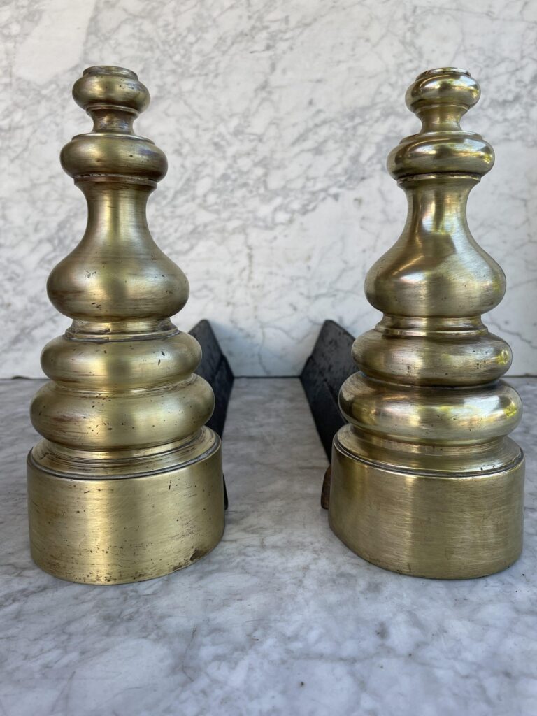 Set of Antique French Brass Andirons