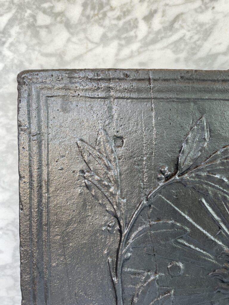 Antique Cast-Iron Fireback with Sun Motif