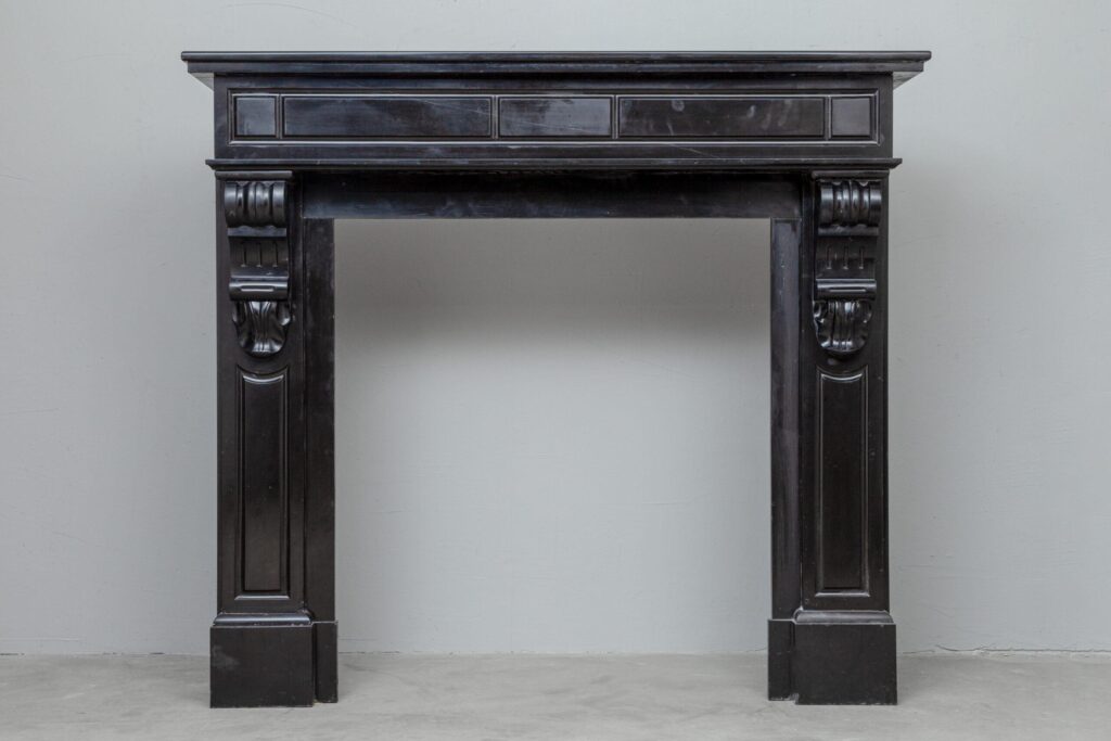 BLACK MARBLE ANTIQUE FIREPLACE