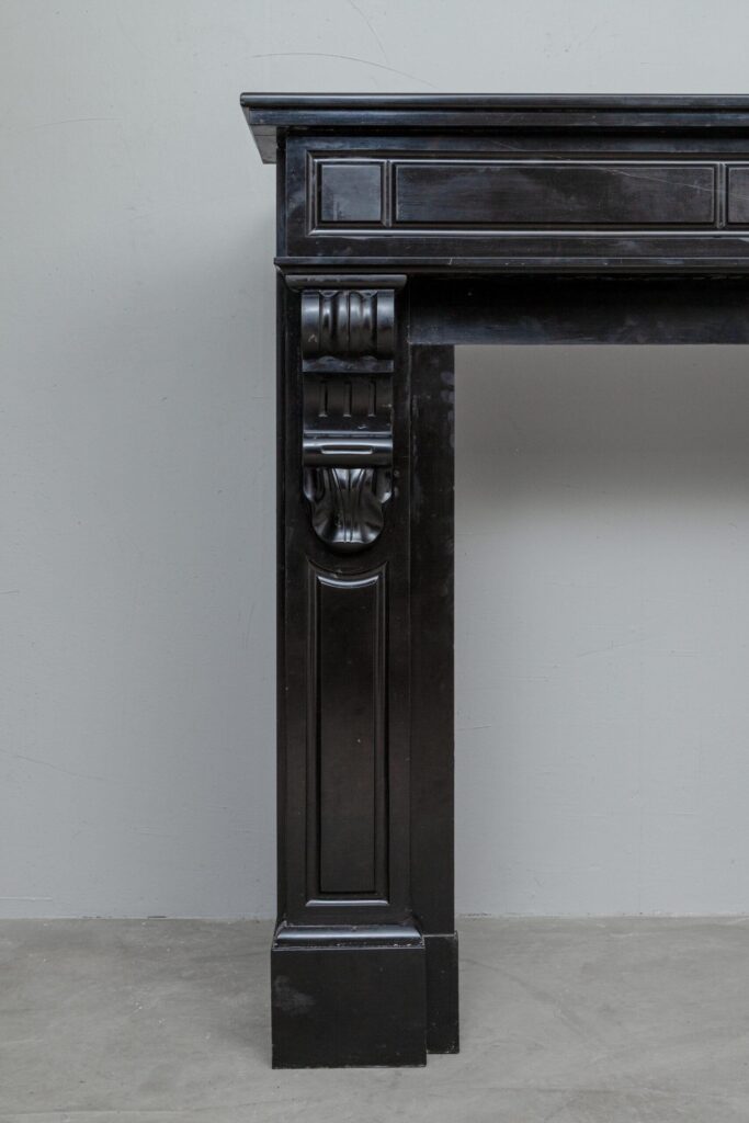 BLACK MARBLE ANTIQUE FIREPLACE