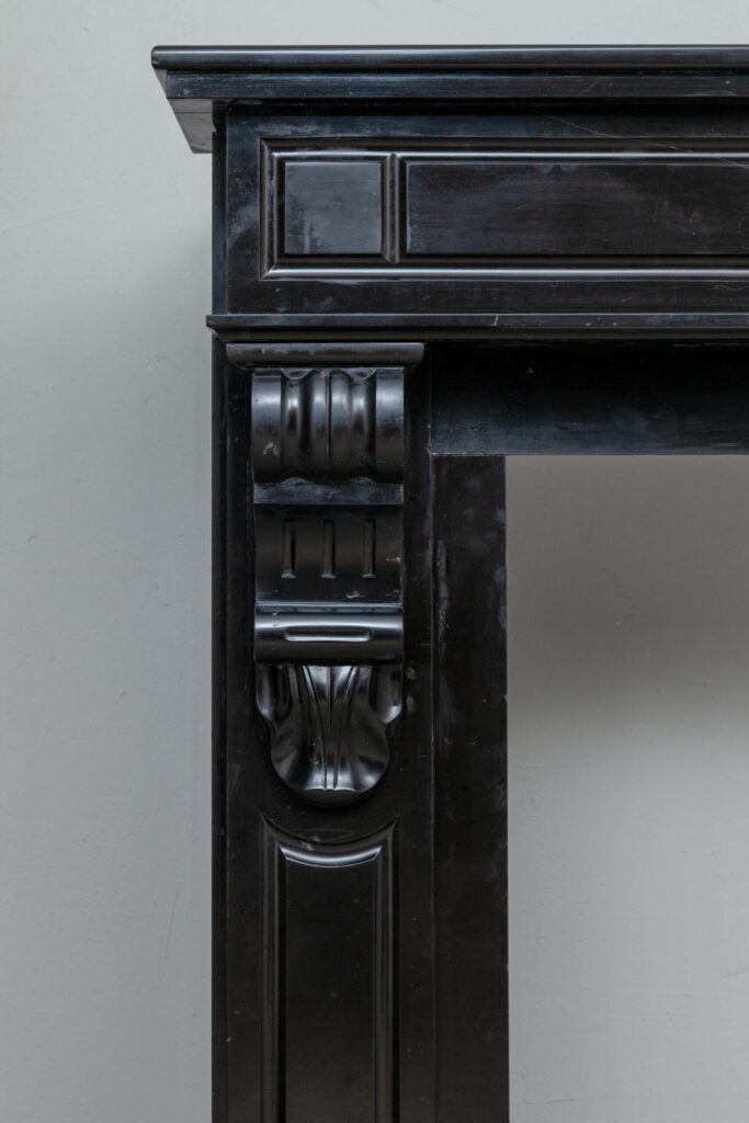 BLACK MARBLE ANTIQUE FIREPLACE
