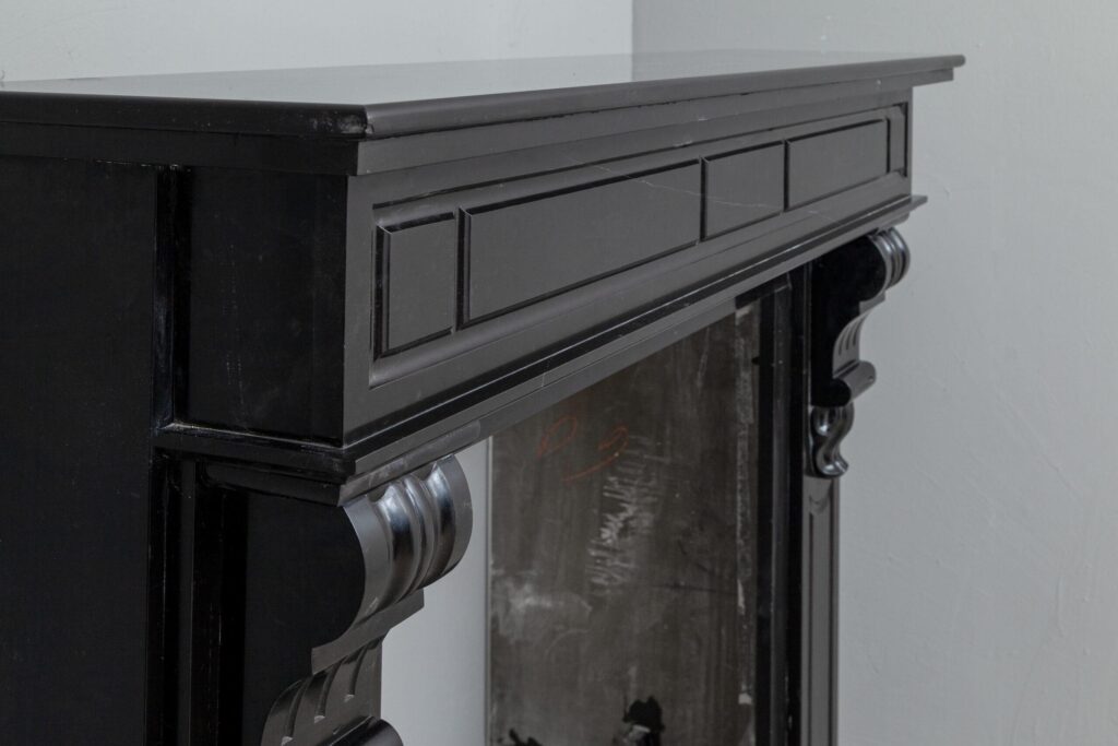 BLACK MARBLE ANTIQUE FIREPLACE