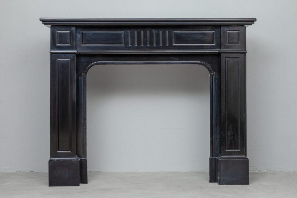 BLACK MARBLE ANTIQUE FIREPLACE MANTEL