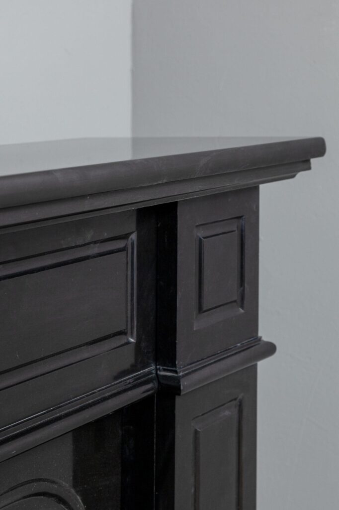 BLACK MARBLE ANTIQUE FIREPLACE MANTEL