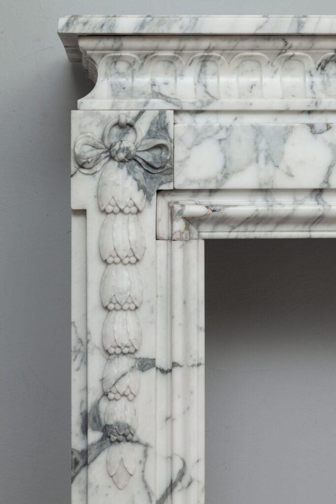 NEOCLASSIC WHITE MARBLE ANTIQUE FIREPLACE SURROUND