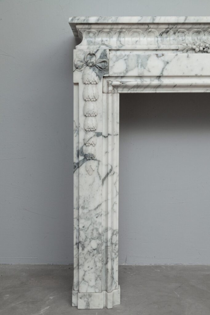 NEOCLASSIC WHITE MARBLE ANTIQUE FIREPLACE SURROUND