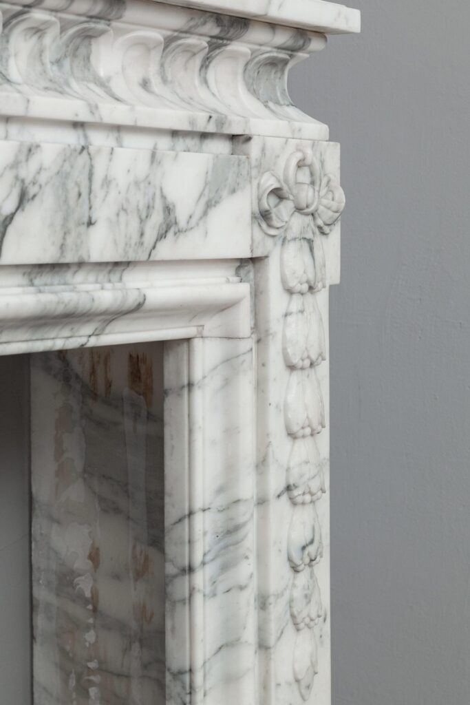 NEOCLASSIC WHITE MARBLE ANTIQUE FIREPLACE SURROUND
