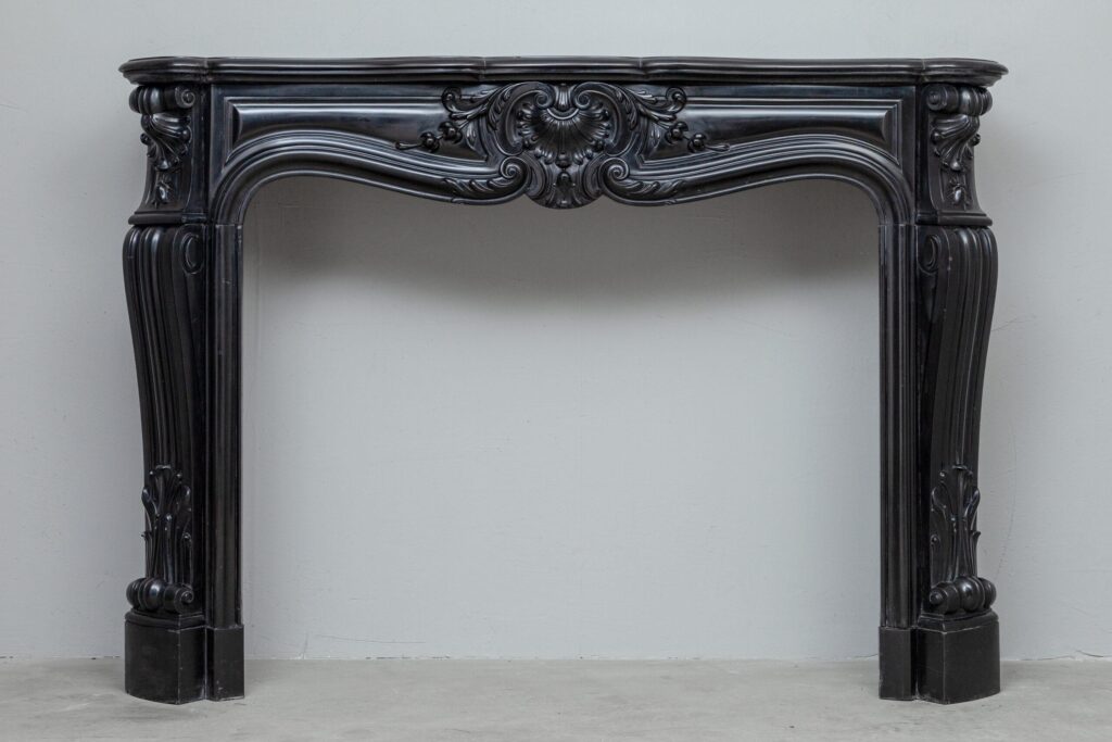LOUIS XV STYLE NOIR DE MAZY ANTIQUE FIREPLACE SURROUND