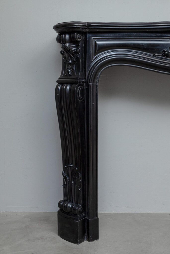 LOUIS XV STYLE NOIR DE MAZY ANTIQUE FIREPLACE SURROUND
