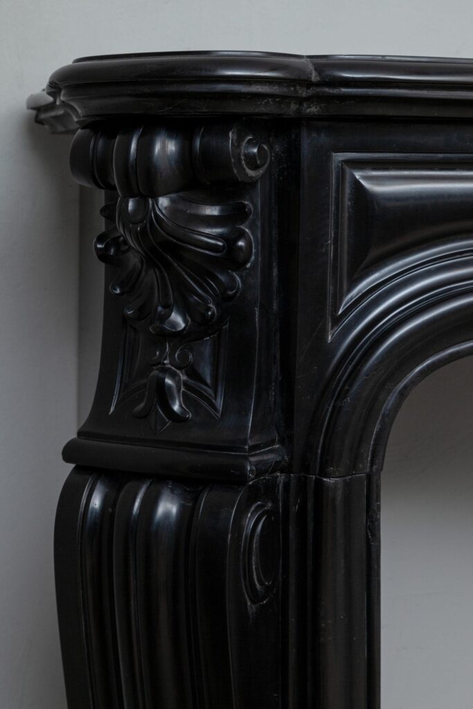 LOUIS XV STYLE NOIR DE MAZY ANTIQUE FIREPLACE SURROUND