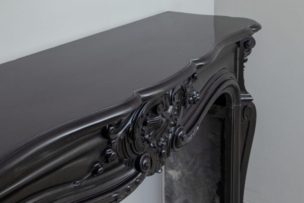 LOUIS XV STYLE NOIR DE MAZY ANTIQUE FIREPLACE SURROUND