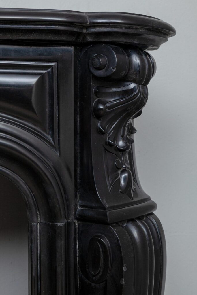 LOUIS XV STYLE NOIR DE MAZY ANTIQUE FIREPLACE SURROUND