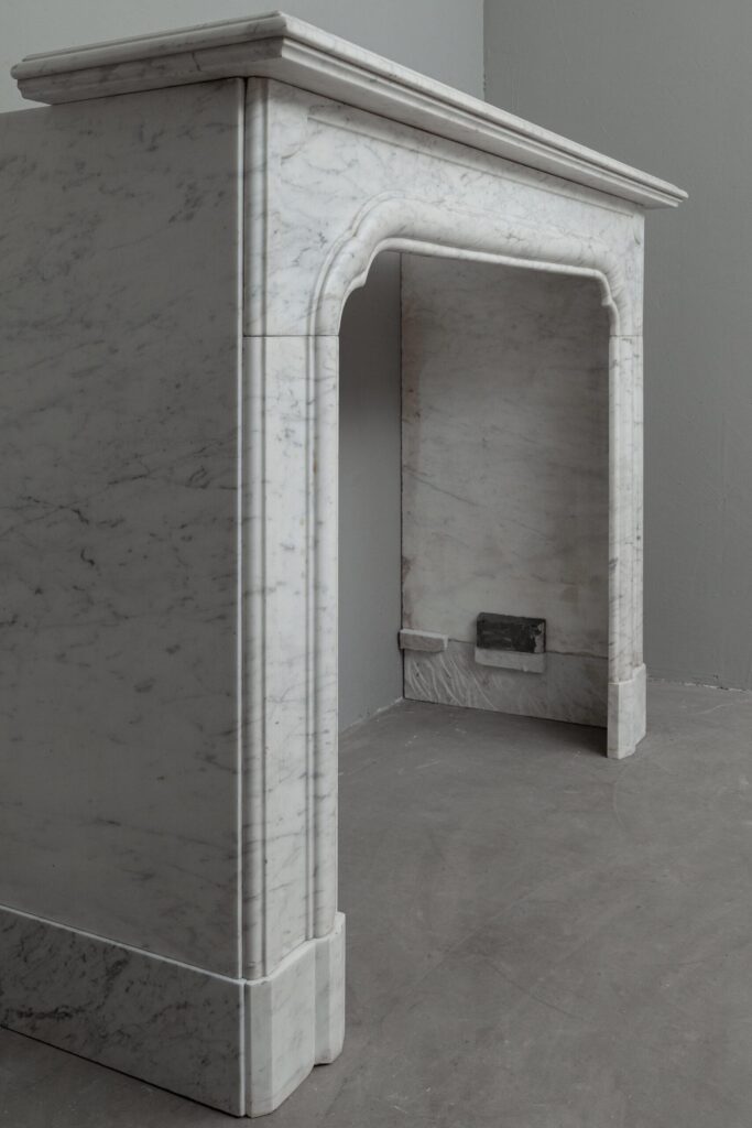 Art Deco Carrara White Marble Antique Circular Fireplace
