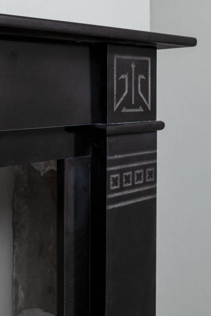 Art Nouveau Etched Antique Fireplace