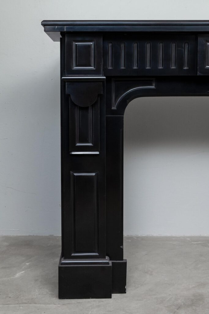 Set of 2 Identical Black Marble Antique Fireplaces