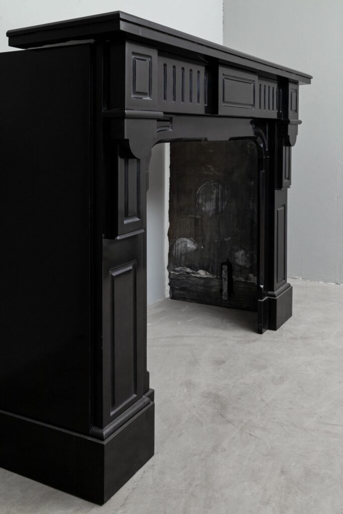 Set of 2 Identical Black Marble Antique Fireplaces