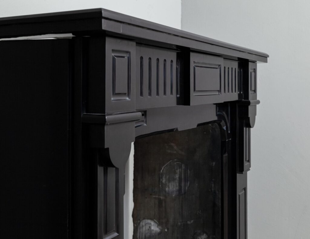 Set of 2 Identical Black Marble Antique Fireplaces