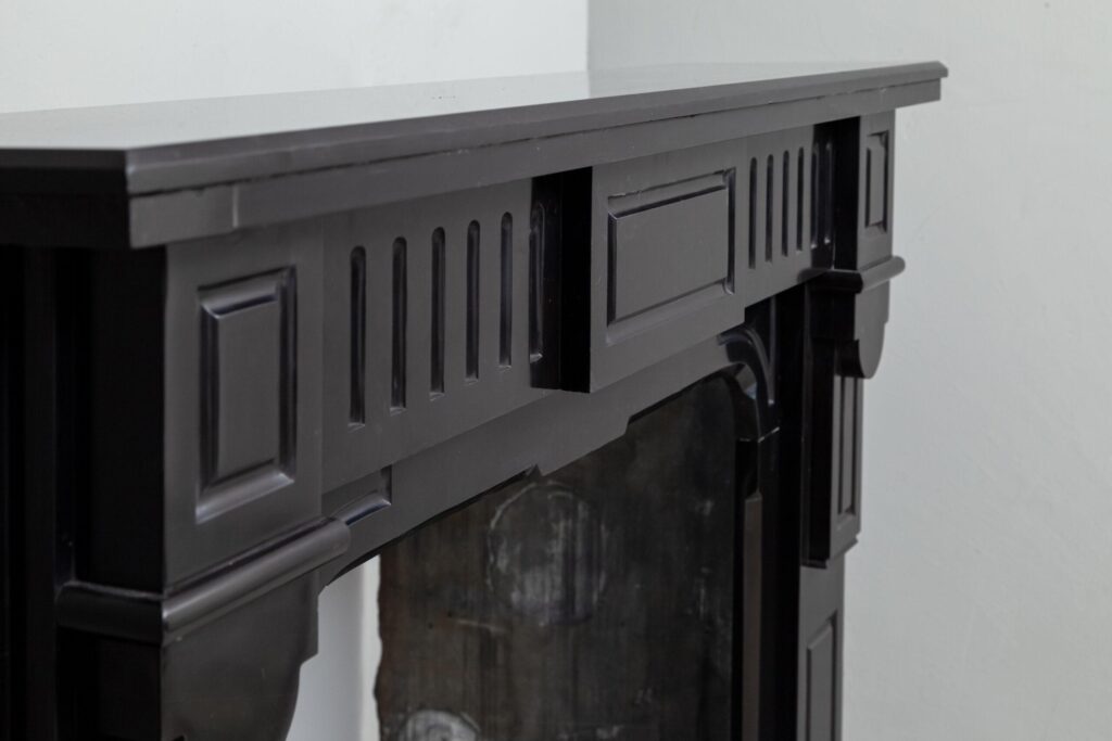 Set of 2 Identical Black Marble Antique Fireplaces