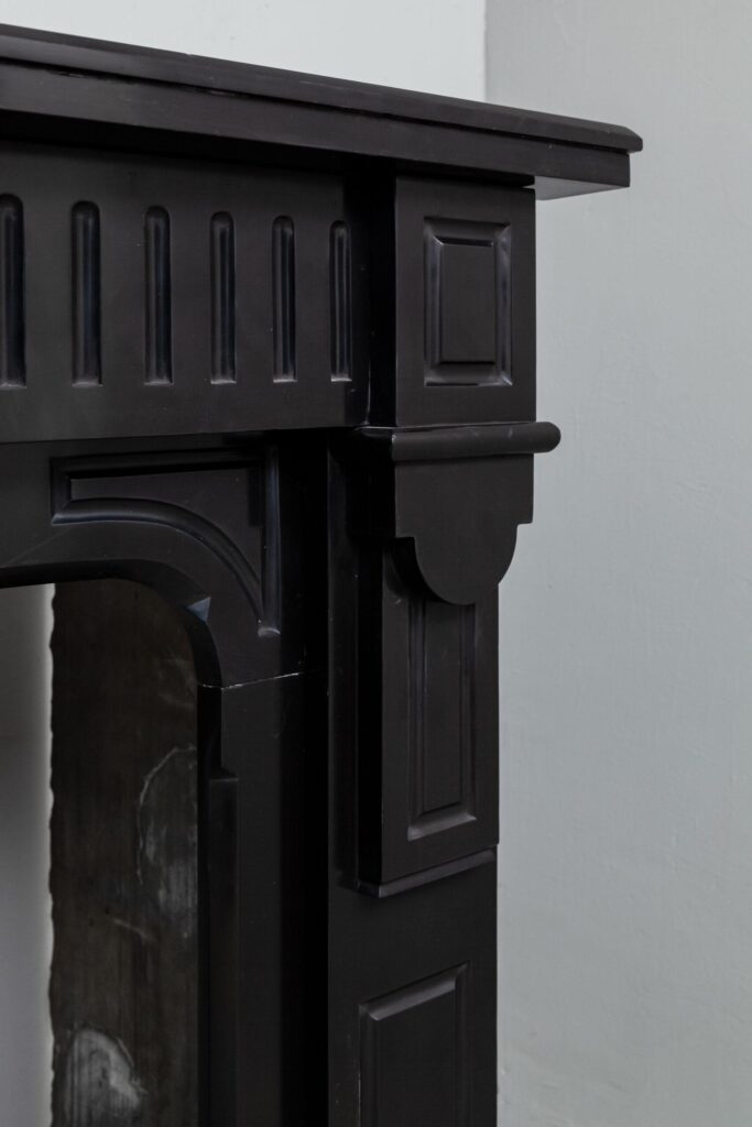 Set of 2 Identical Black Marble Antique Fireplaces