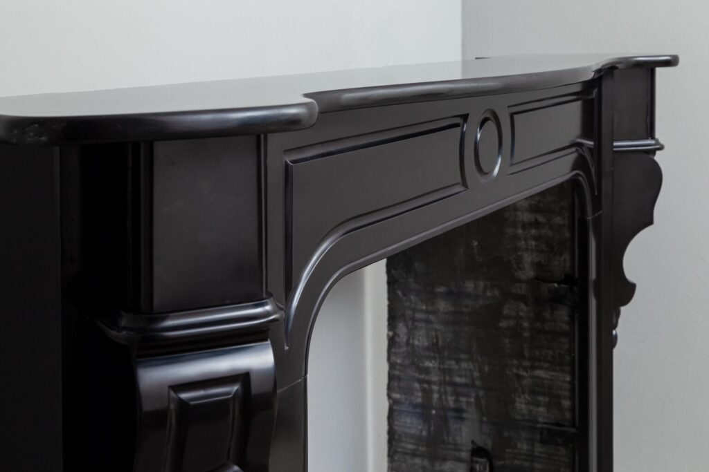 Black Marble Antique Fireplace Mantel
