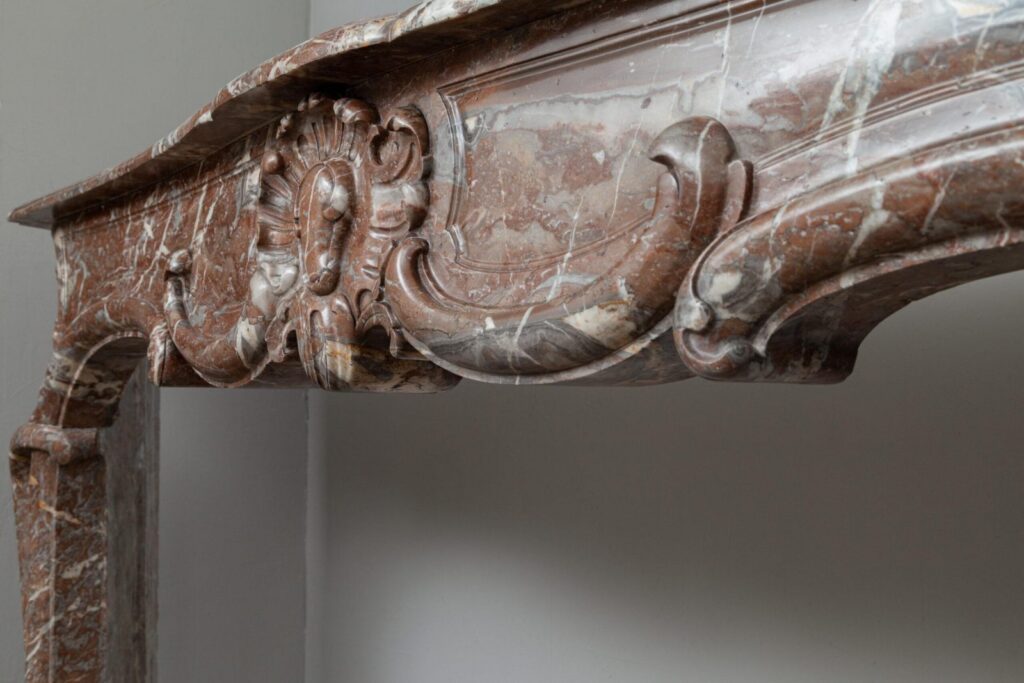 Unique 18th-Century Rococo Style Marble Antique Circular Fireplace
