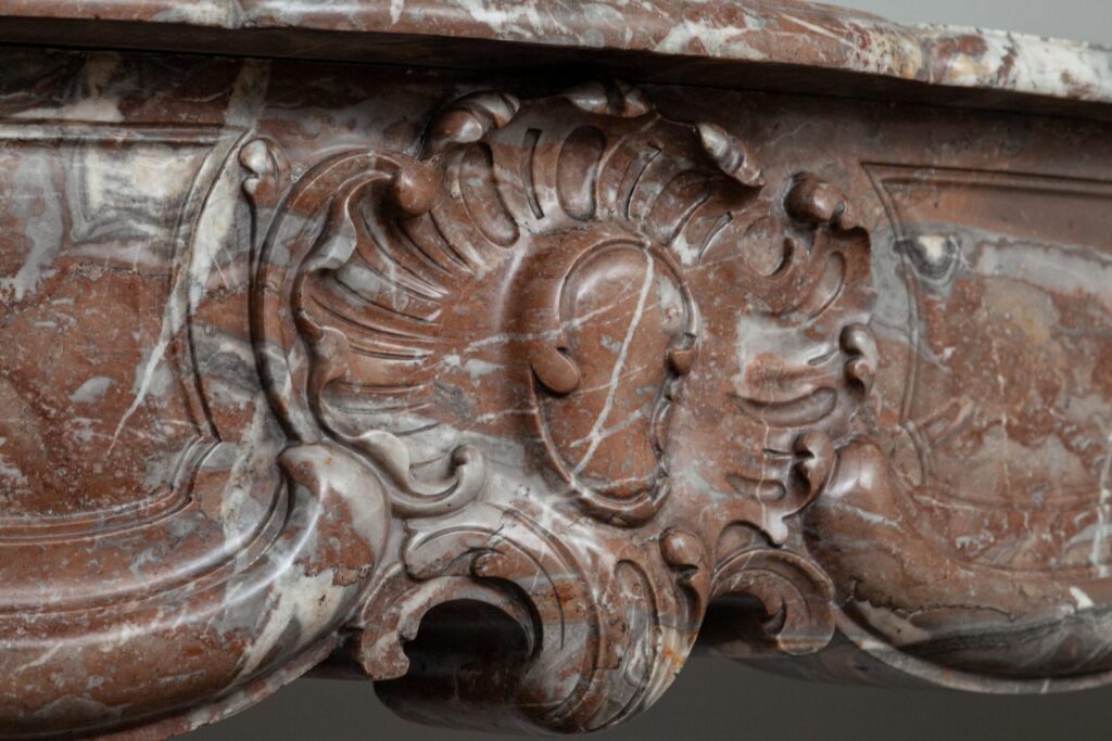 Unique 18th-Century Rococo Style Marble Antique Circular Fireplace