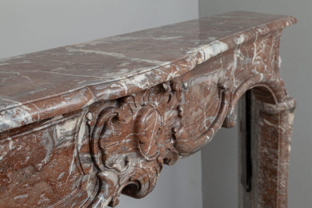 Unique 18th-Century Rococo Style Marble Antique Circular Fireplace