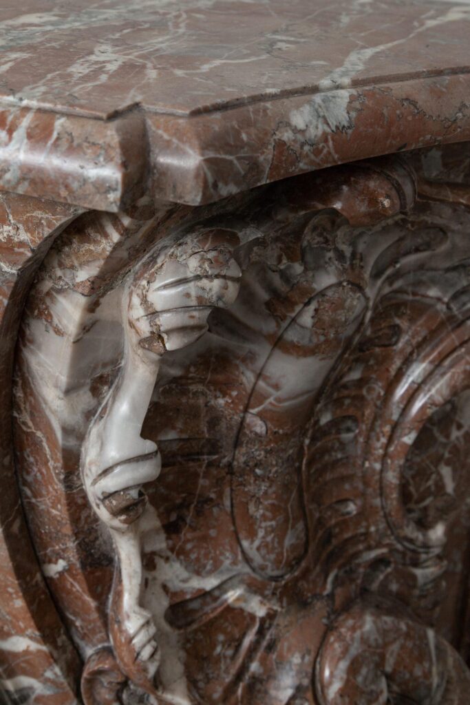 Unique 18th-Century Rococo Style Marble Antique Circular Fireplace