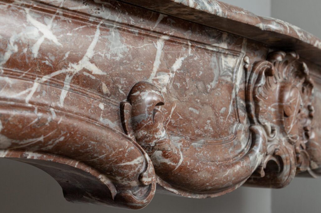Unique 18th-Century Rococo Style Marble Antique Circular Fireplace