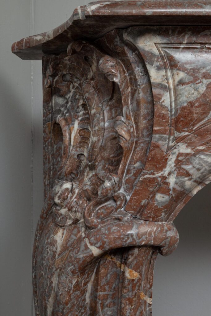 Unique 18th-Century Rococo Style Marble Antique Circular Fireplace